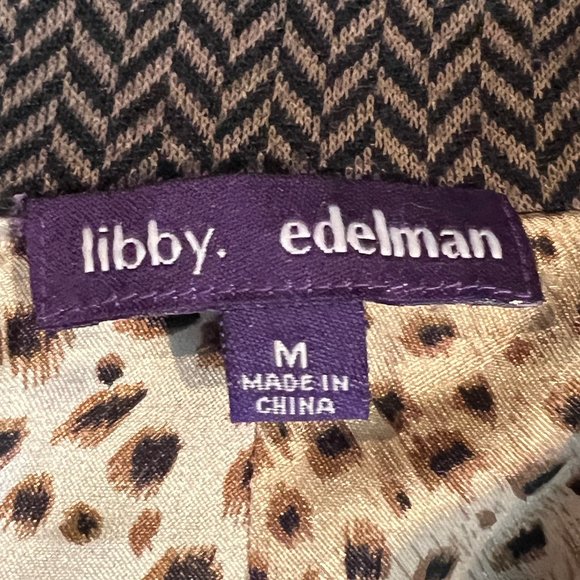Darling! Libby. Edelman Brown & Tan Herringbone Blazer with Leopard Lini… - Picture 4 of 12